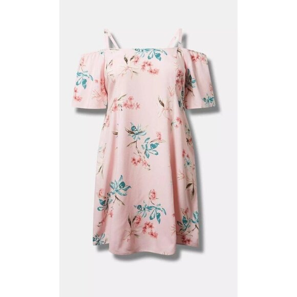 Torrid Pink Floral Pockets Off-Shoulder Midi Challis Dress Size 2X - Picture 2 of 11